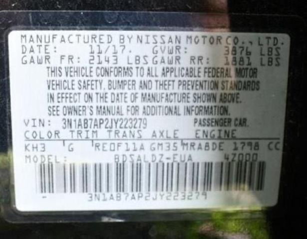 2018 NISSAN SENTRA S - 3N1AB7AP2JY223279