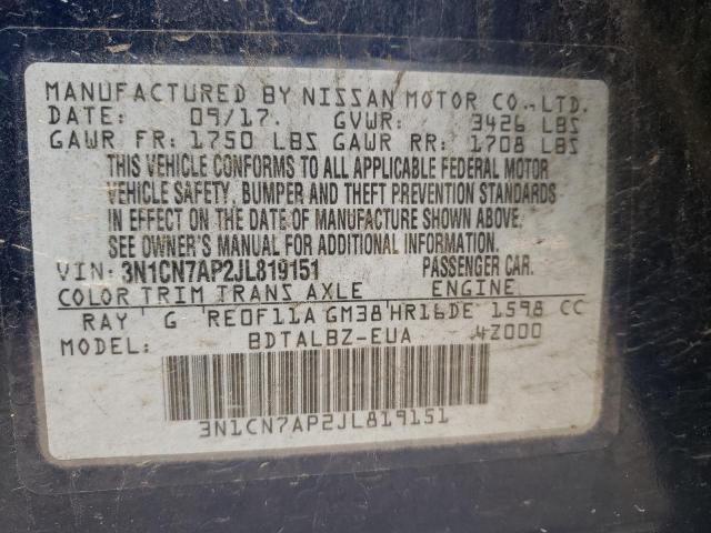 2018 NISSAN VERSA S 3N1CN7AP2JL819151