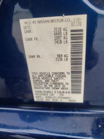 2020 NISSAN ALTIMA SR 1N4BL4CW0LC256848