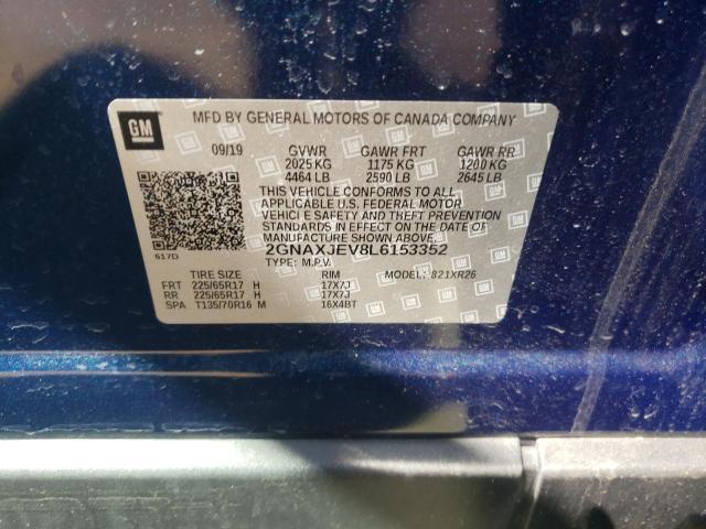 2020 CHEVROLET EQUINOX LT 2GNAXJEV8L6153352
