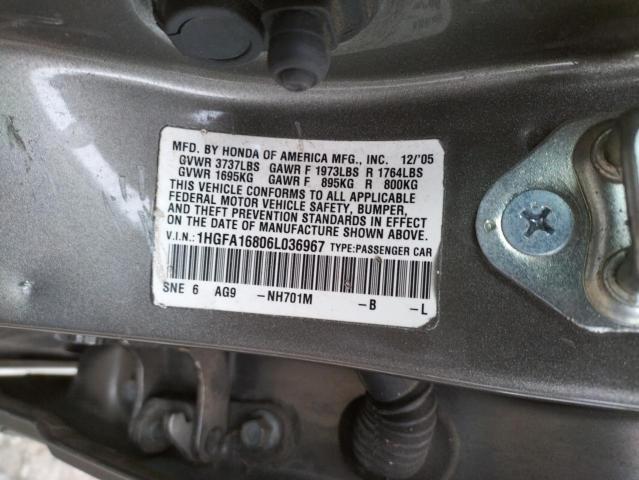 1HGFA16806L036967 Honda Civic Ex 2006. Фото: 9