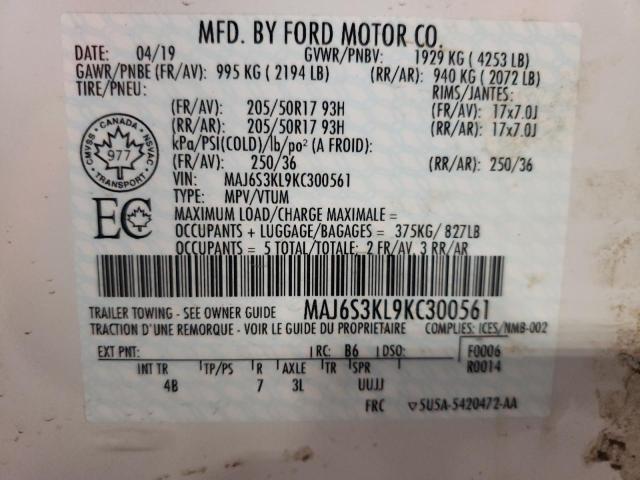 2019 FORD ECOSPORT T MAJ6S3KL9KC300561