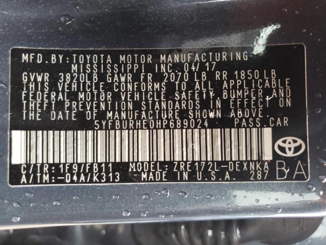 5YFBURHE0HP689024 Toyota Corolla L 2017. Фото: 9