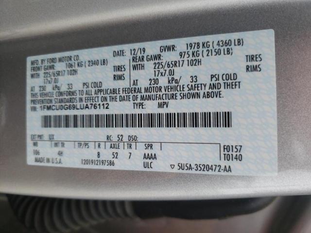 2020 FORD ESCAPE SE 1FMCU0G69LUA76112