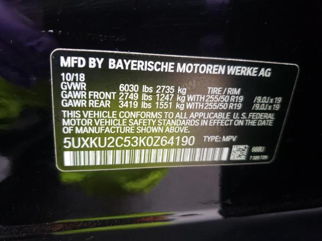 2019 BMW X6 XDRIVE3 5UXKU2C53K0Z64190