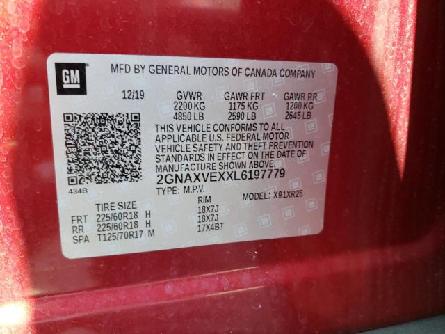 2020 CHEVROLET EQUINOX LT 2GNAXVEXXL6197779