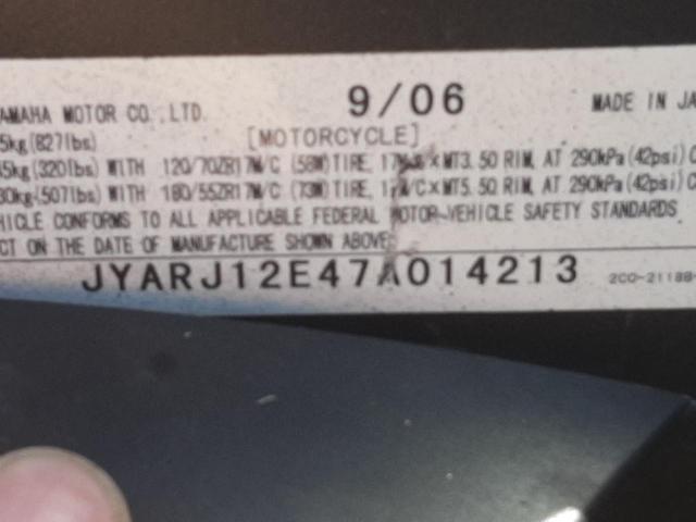 2007 YAMAHA YZFR6 L JYARJ12E47A014213