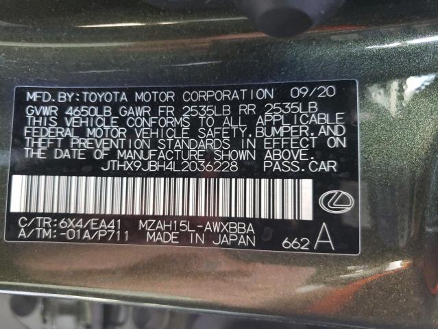 2020 LEXUS UX 250H JTHX9JBH4L2036228