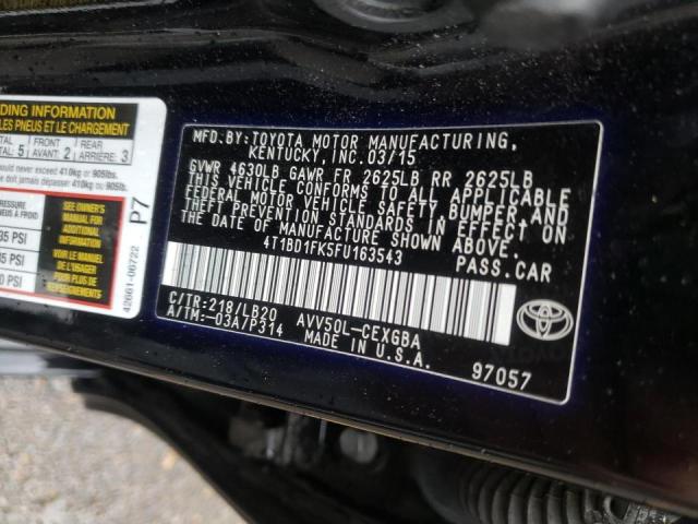 2015 TOYOTA CAMRY HYBR 4T1BD1FK5FU163543