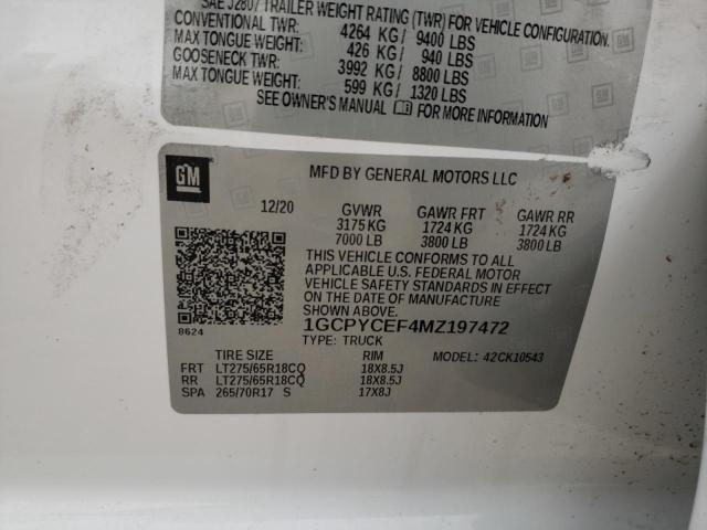 1GCPYCEF4MZ197472 Chevrolet Silverado 2021. Фото: 9