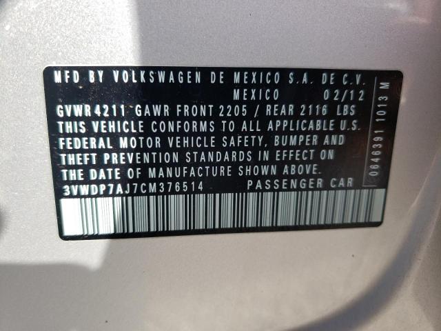 3VWDP7AJ7CM376514 Volkswagen Jetta Se 2012. Фото: 9
