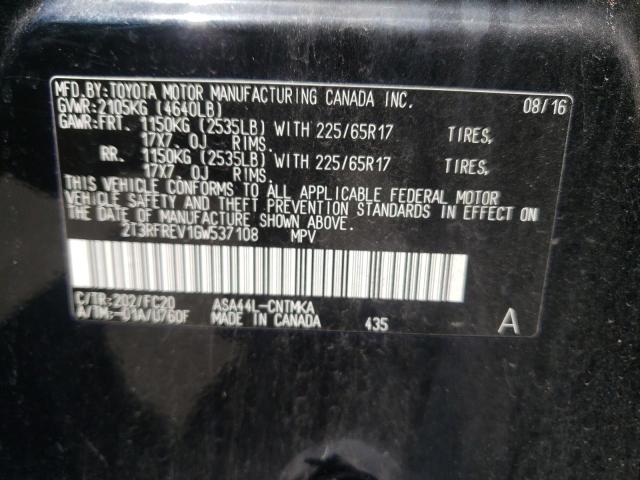 2016 TOYOTA RAV4 XLE 2T3RFREV1GW537108