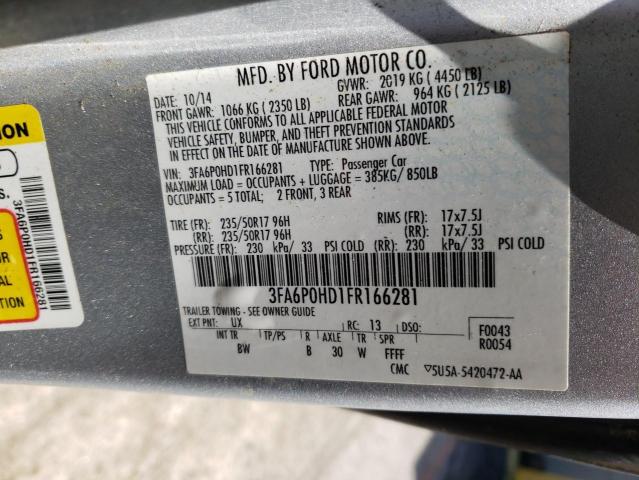 2015 FORD FUSION SE 3FA6P0HD1FR166281