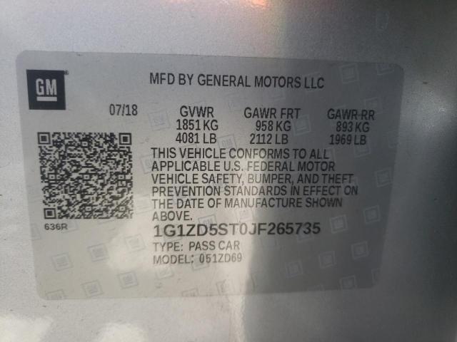2018 CHEVROLET MALIBU LT 1G1ZD5ST0JF265735