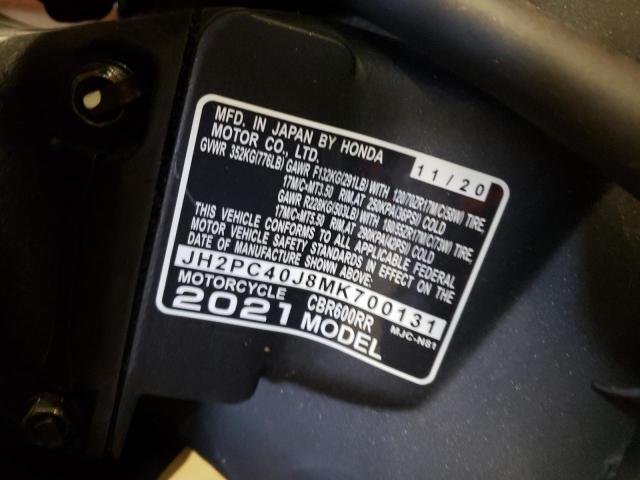 2021 HONDA CBR600 RA JH2PC40J8MK700131