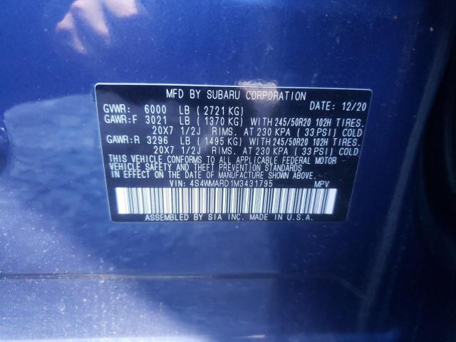 2021 SUBARU ASCENT TOU 4S4WMARD1M3431795