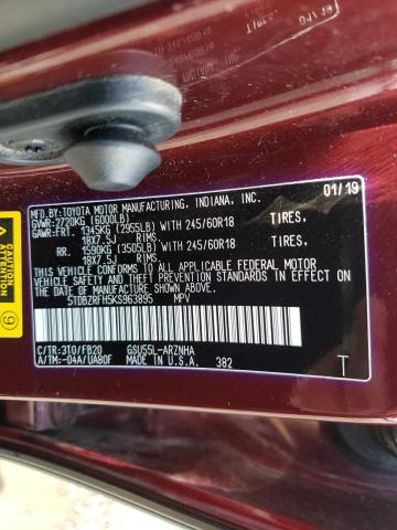 2019 TOYOTA HIGHLANDER 5TDBZRFH5KS963895