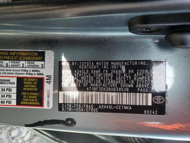 4T1BF3EK2BU639538 Toyota Camry Base 2011. Фото: 9
