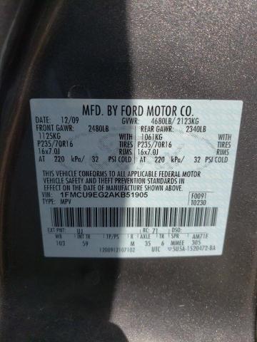 1FMCU9EG2AKB51905 | 2010 Ford escape limited