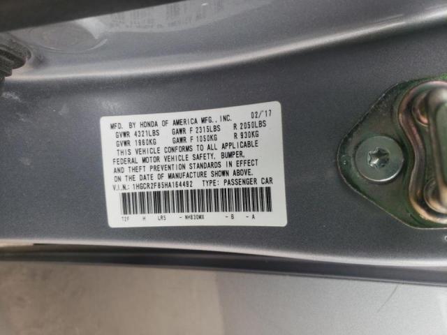 2017 HONDA ACCORD EXL 1HGCR2F85HA164492