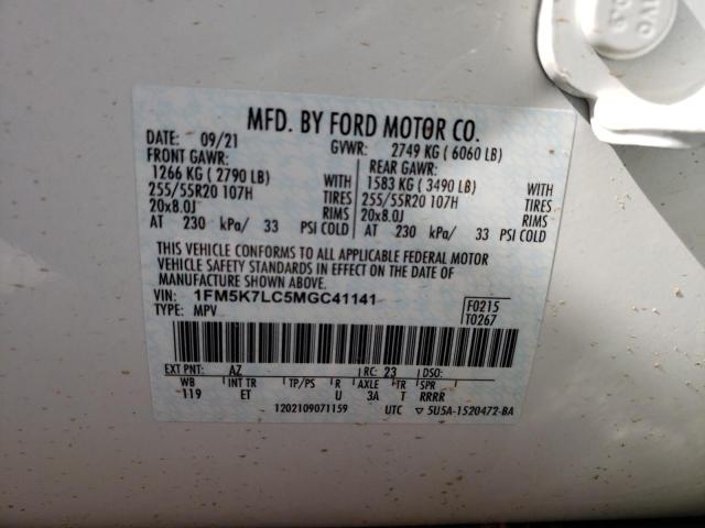 2021 FORD EXPLORER K 1FM5K7LC5MGC41141