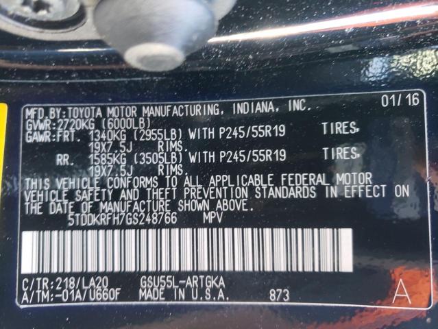 2016 TOYOTA HIGHLANDER 5TDDKRFH7GS248766