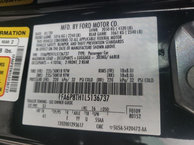 1FA6P8TH1L5136737 Ford Mustang 2020. Фото: 9
