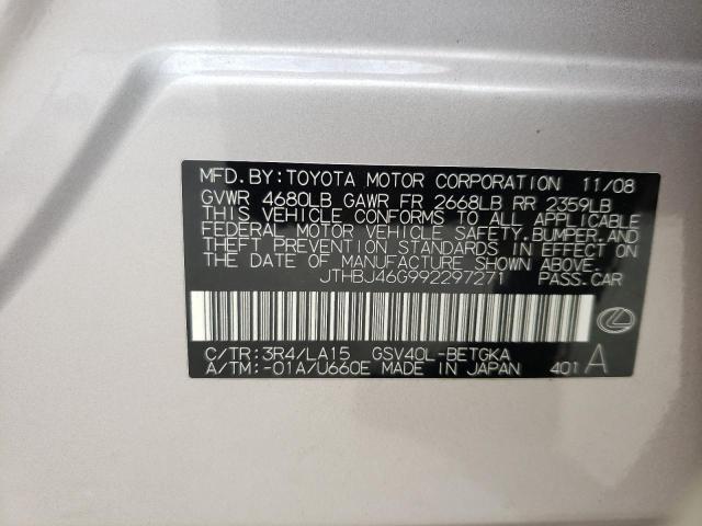 JTHBJ46G992297271 Lexus Es 350 2009. Фото: 9