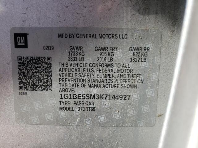 1G1BE5SM3K7144927 Chevrolet Cruze Lt 2019. Фото: 9