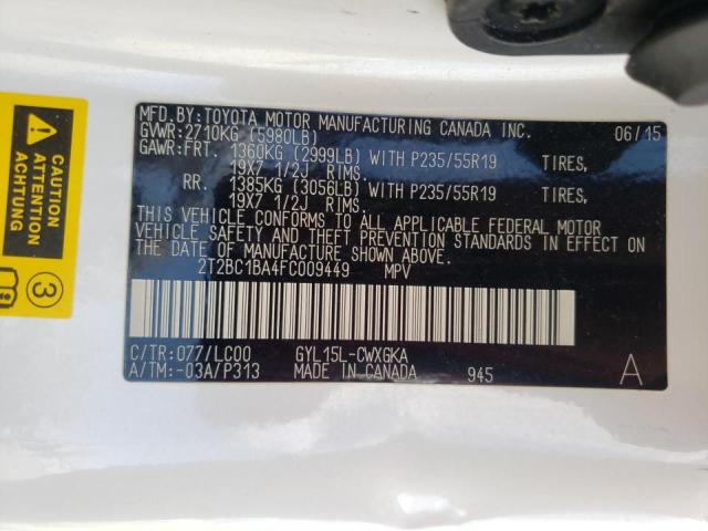 2015 LEXUS RX 450H 2T2BC1BA4FC009449