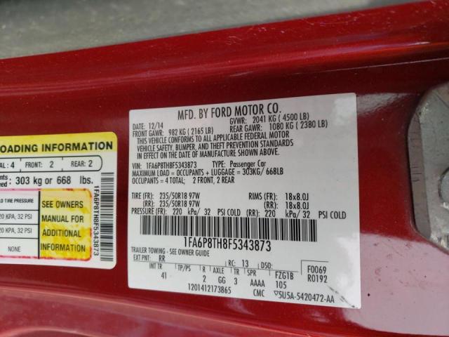 1FA6P8TH8F5343873 Ford Mustang 2015. Фото: 9