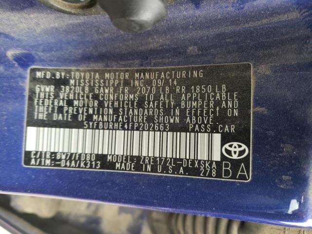 2015 TOYOTA COROLLA L 5YFBURHE4FP202663