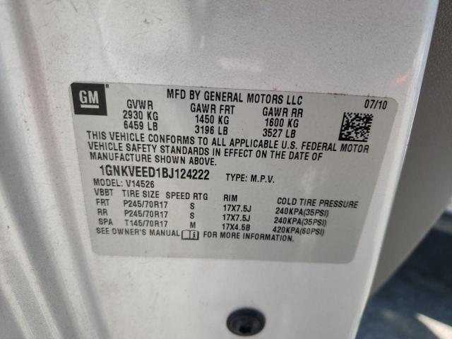 1GNKVEED1BJ124222 Chevrolet Traverse L 2011. Фото: 9