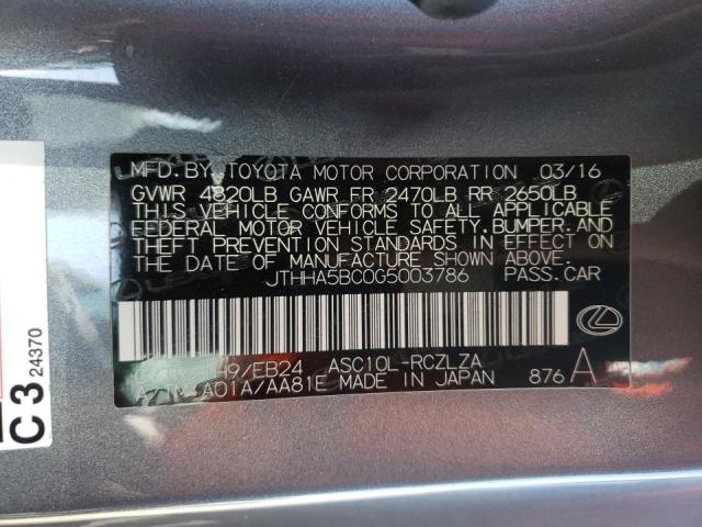 2016 LEXUS RC 200T JTHHA5BC0G5003786
