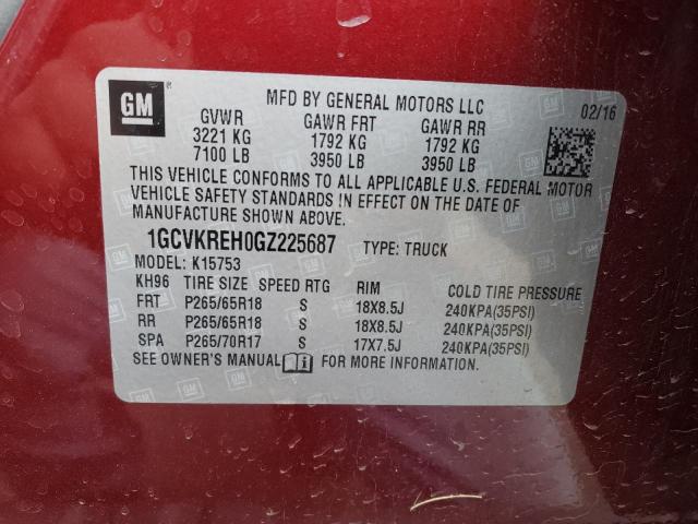 2016 CHEVROLET SILVERADO 1GCVKREH0GZ225687