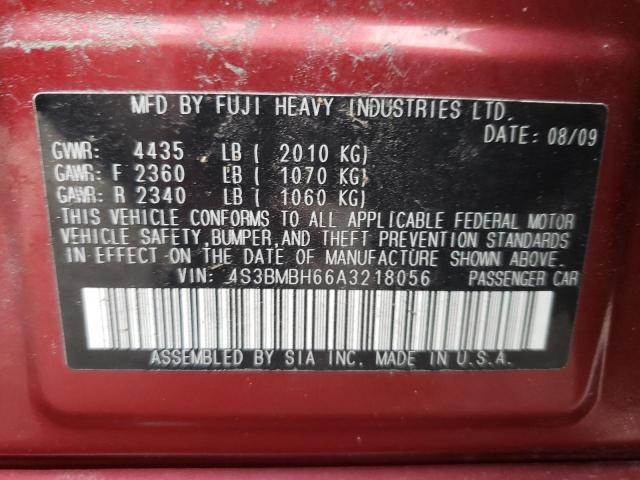 4S3BMBH66A3218056 Subaru Legacy 2.5 2010. Фото: 9