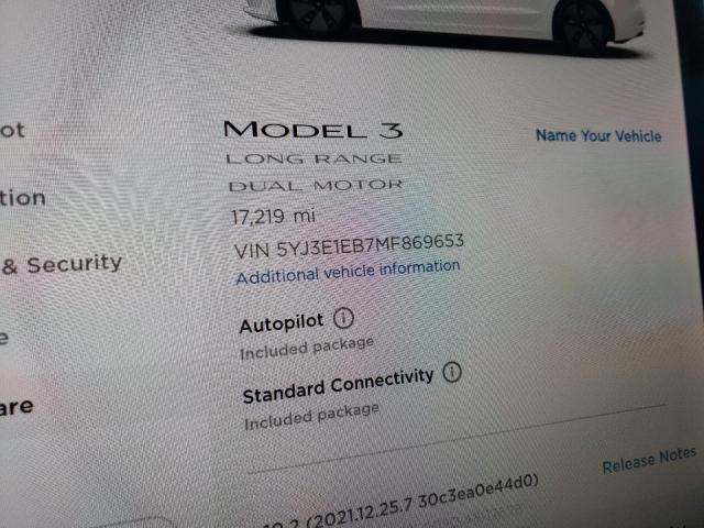 5YJ3E1EB7MF869653 Tesla Model 3 2021. Фото: 7