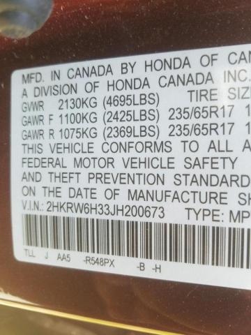 2HKRW6H33JH200673 Honda Cr-V Lx 2018. Фото: 9