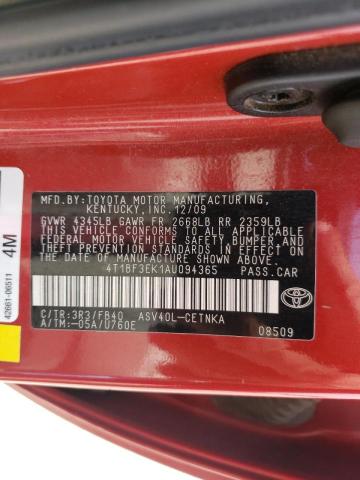 4T1BF3EK1AU094365 Toyota Camry Base 2010. Фото: 9