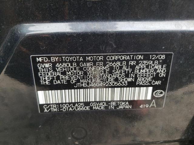 2009 Lexus Es 350 VIN: JTHBJ46G492305633 Lot: 60310403