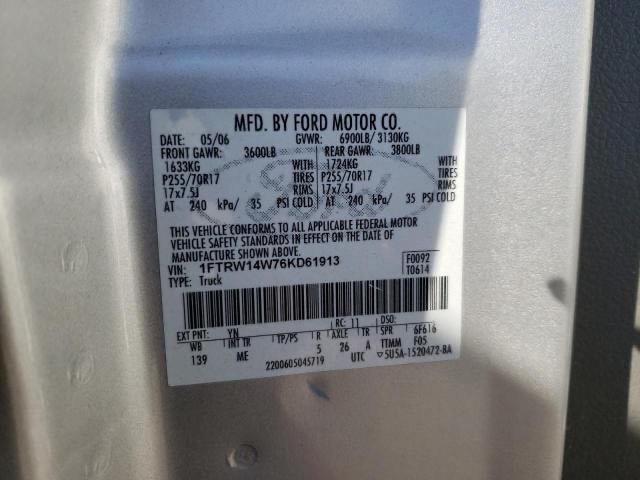 1FTRW14W76KD6191X Ford F150 Super 2006. Фото: 9