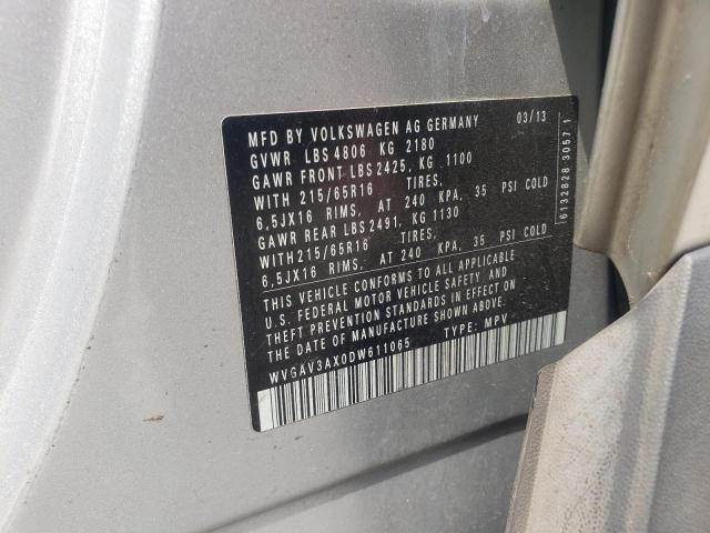 WVGAV3AX0DW611065 Volkswagen Tiguan S 2013. Фото: 9