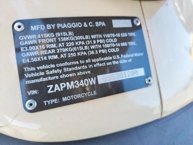 2009 PIAGGIO BV 500 ZAPM340W695301200