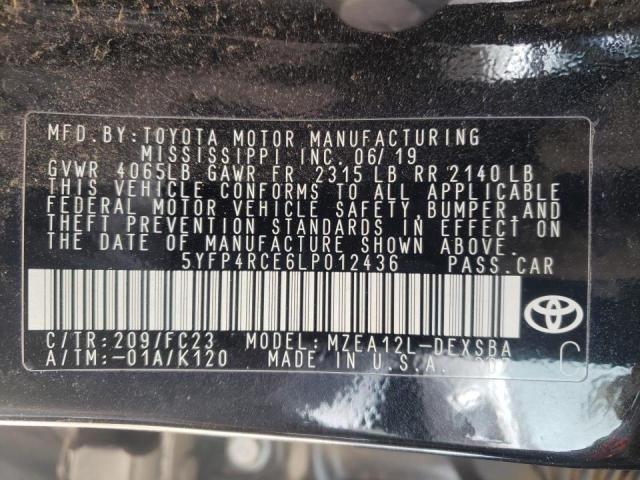 2020 TOYOTA COROLLA SE 5YFP4RCE6LP012436