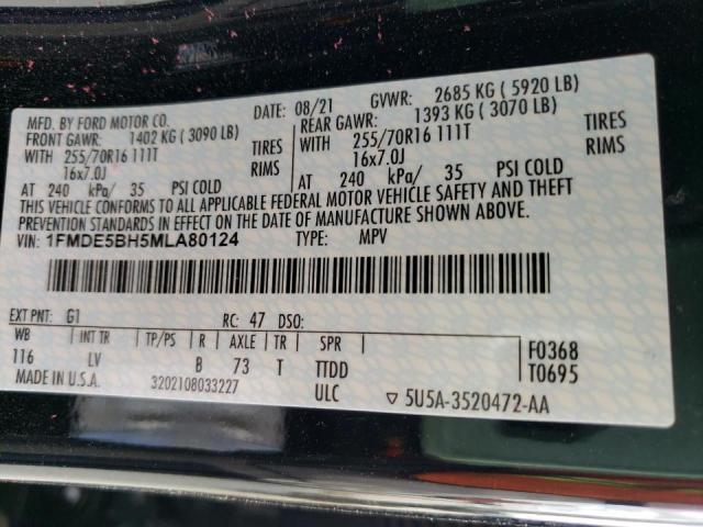 2021 FORD BRONCO BAS 1FMDE5BH5MLA80124