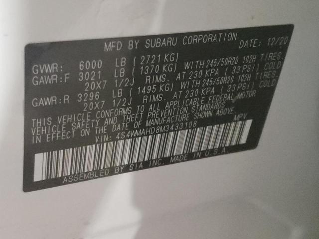 2021 SUBARU ASCENT PRE 4S4WMAHD8M3433108