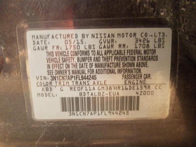 2015 NISSAN VERSA S 3N1CN7AP1FL944245
