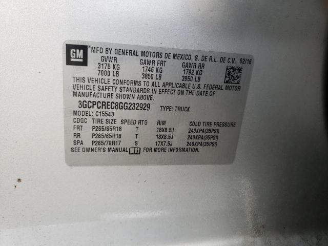2016 CHEVROLET SILVRDO LT 3GCPCREC8GG232929