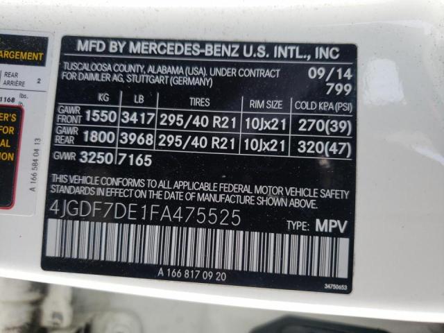 2015 MERCEDES-BENZ GL 550 4MA 4JGDF7DE1FA475525
