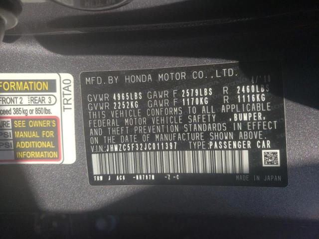 2018 HONDA CLARITY TO JHMZC5F32JC011397